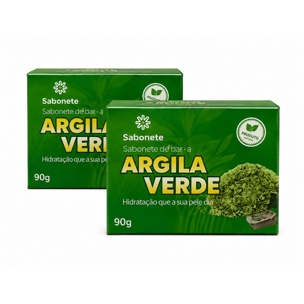 Kit 2 Sabonetes de Argila Verde 90g – Controle de Oleosidade e Purificação