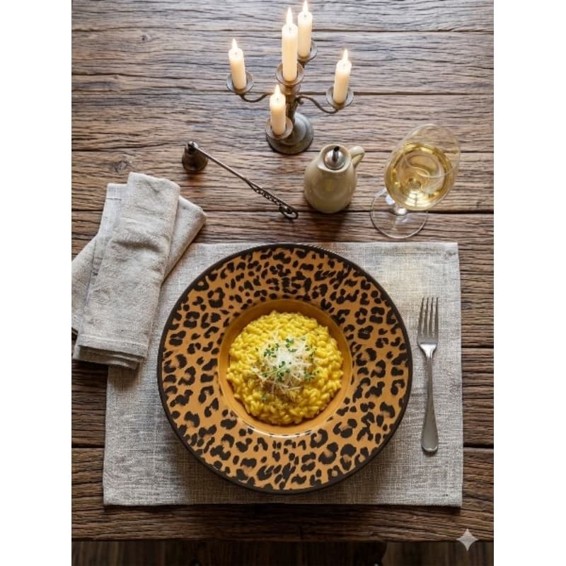 Prato 2°linha Para Risoto Gourmet Premium Estampa Oncinha Fosco 29cm