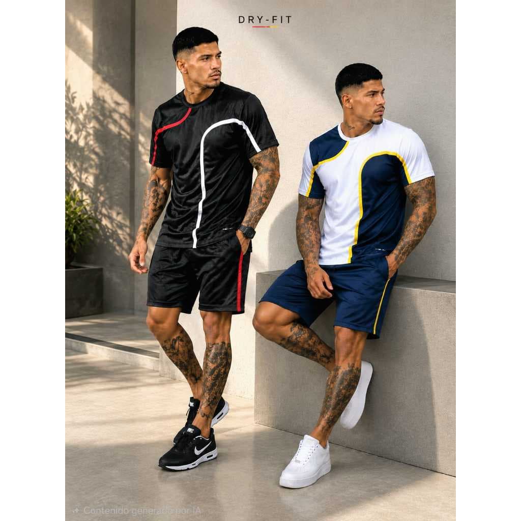 Conjunto Masculino Dry Fit Esportivo Camiseta e Bermuda Academia Treino Corrida Futebol