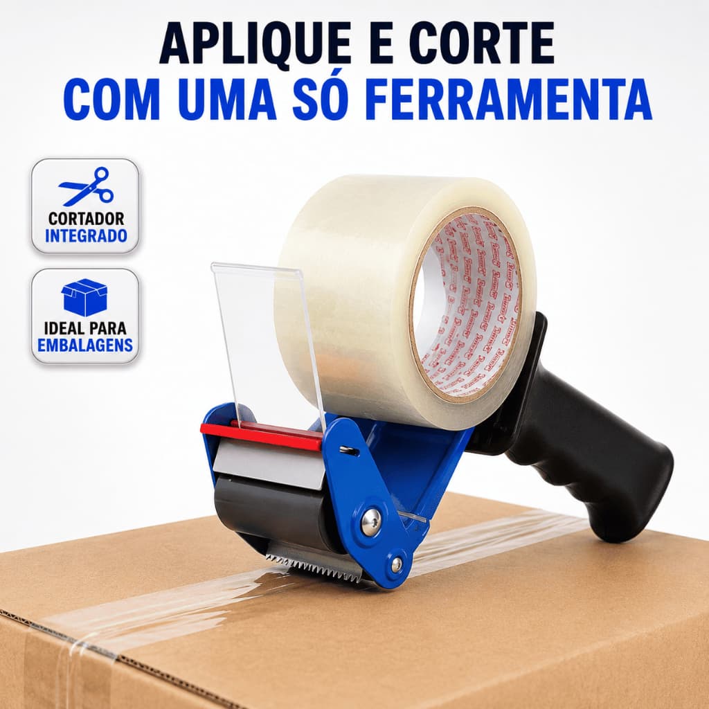 Suporte Aplicador de Fita  Durex Adesiva 50mm Larga Embalagem e Caixas