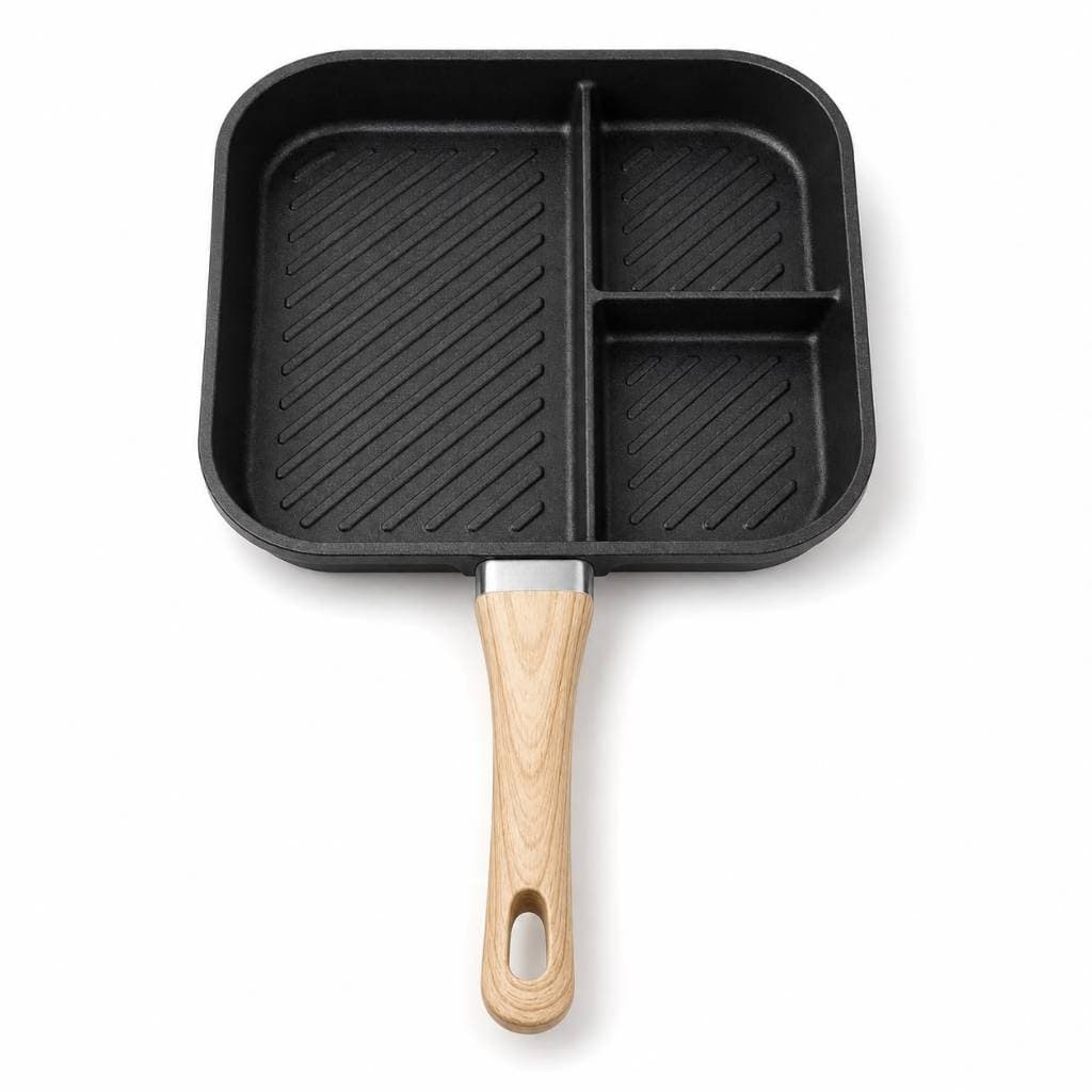 Frigideira Grill 3 em 1 Antiaderente com Cabo Amadeirado Onistek OIH-2031