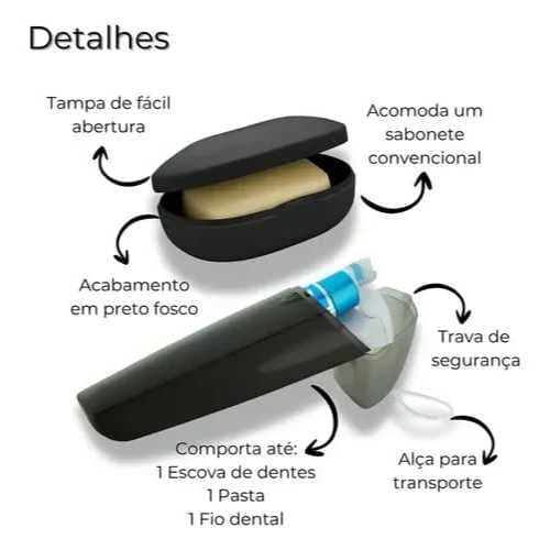 Kit Organizador Banheiro Porta Escova Dental Dispenser Sabonete Liquidificador Preta