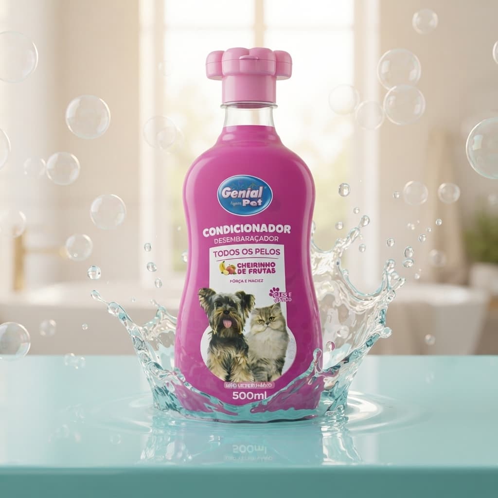 Condicionador Todos os Pelos Desembaraçador 500ml Genial Pet para Cães e Gatos