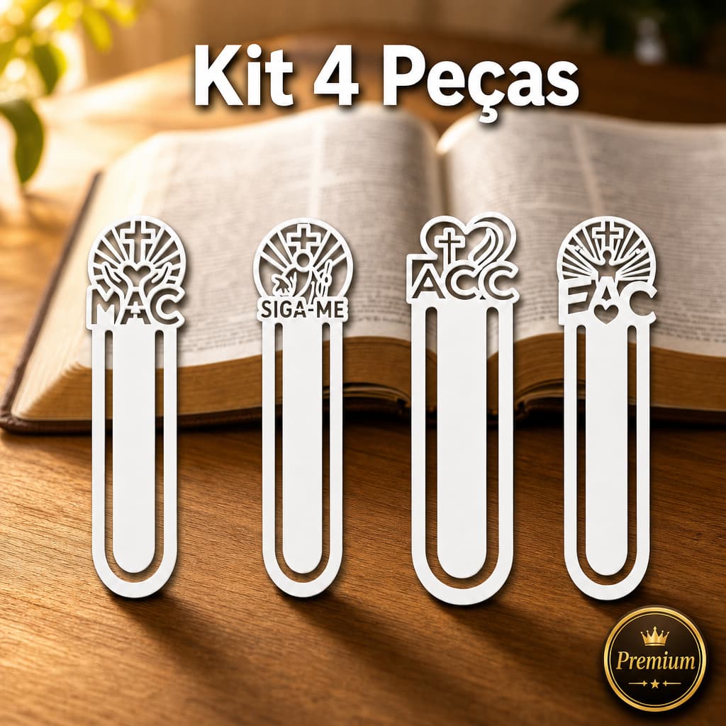 Kit 4 Marcador de Página Personalizado Bíblia Católico Coleção Devocional Encontros Religiosos Catequese