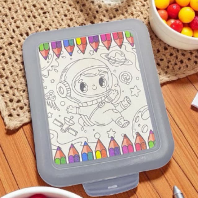 Lancheira Infantil para Colorir com Desenho de Astronauta