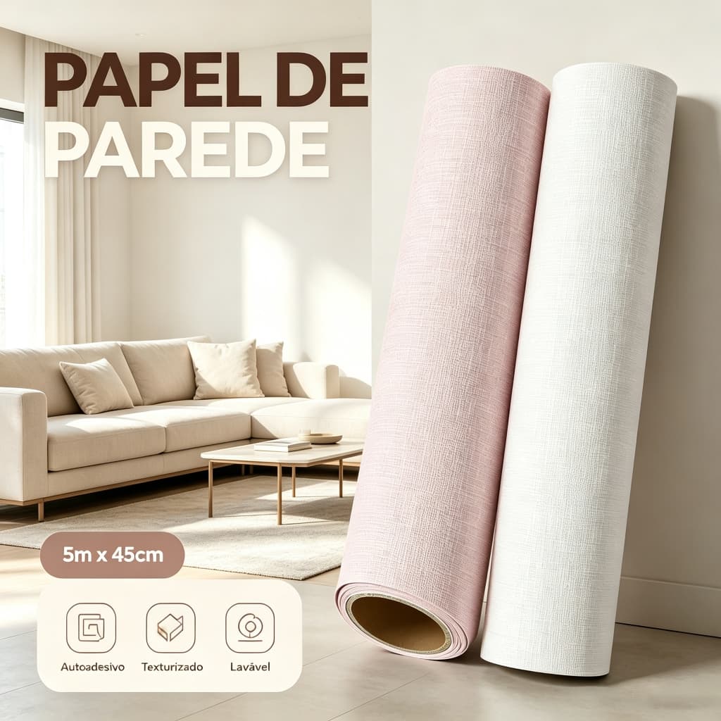 Papel de parede adesivo de alta qualidade, 5M×45CM, lavável, ideal para sala de estar, quarto e cozinh