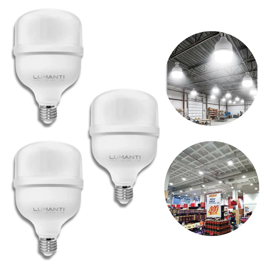 Kit 3 Lampadas Branca Fria Lumanti Alta Potencia 20w 30w 50w E27