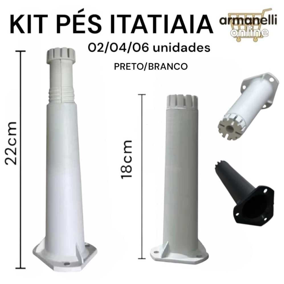 Kit C/ 2/4/6 Pé De Armário ITATIAIA Cozinha Bancada Gabinete Pia 18 a 22cm Plástico Forte