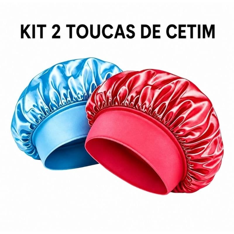 Kit 2 Toucas de Cetim Com Faixa Larga Para Dormir Touca de Cabelo Feminina Anti Frizz Proteção Capilar