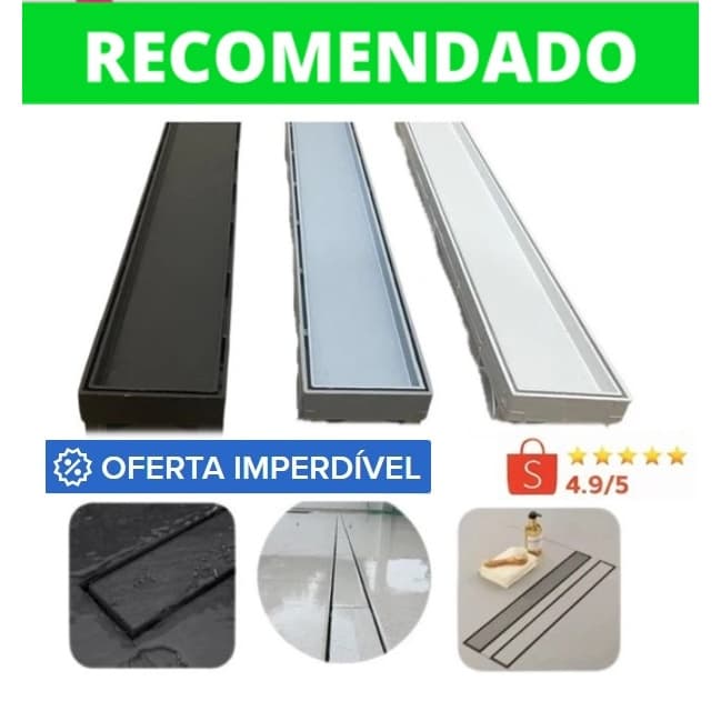 4x Ralo Linear Oculto 6x50cm Invisivel Cola Piso pra Banheiro Lavabo Área gourmet Lavanderia Piso