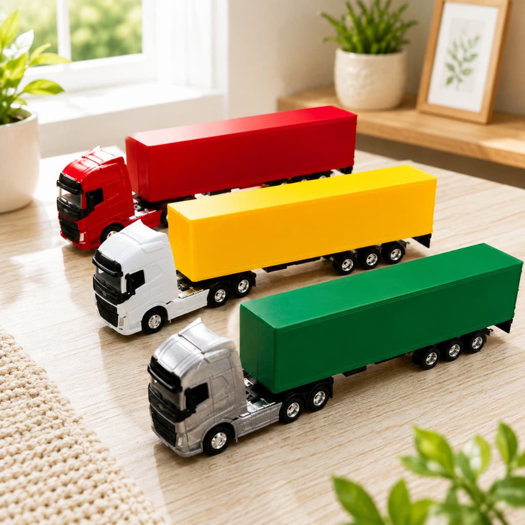 VOLVO FH MINIATURA COM CARRETA BAÚ ESCALA 1:64 CAVALO DE METAL E BAÚ DE  PLÁTICO