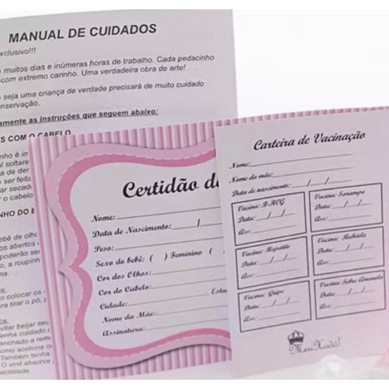 Kit Maternidade Enxoval Bebê Reborn - 7 documentos