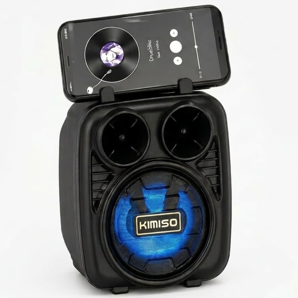 Caixa de Som Kimiso Bluetooth FM MP3 USB com Graves Potentes para Lazer