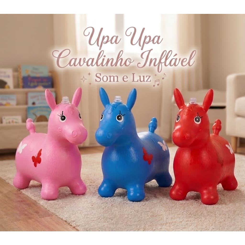 Cavalinho Upa Upa Inflável Pula Pula Menino Menina Brinquedo Pocoto Infantil Azul Rosa Vermelho
