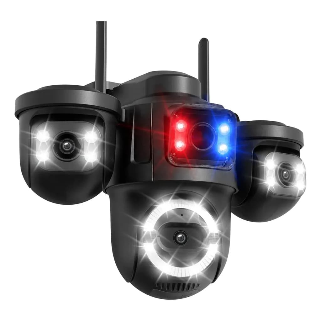 Câmera Segurança Externa 3 Lentes Wi-Fi P16 IP66 - Detecção de Movimento, Visão Noturna, PTZ 360° p/ Área Externa