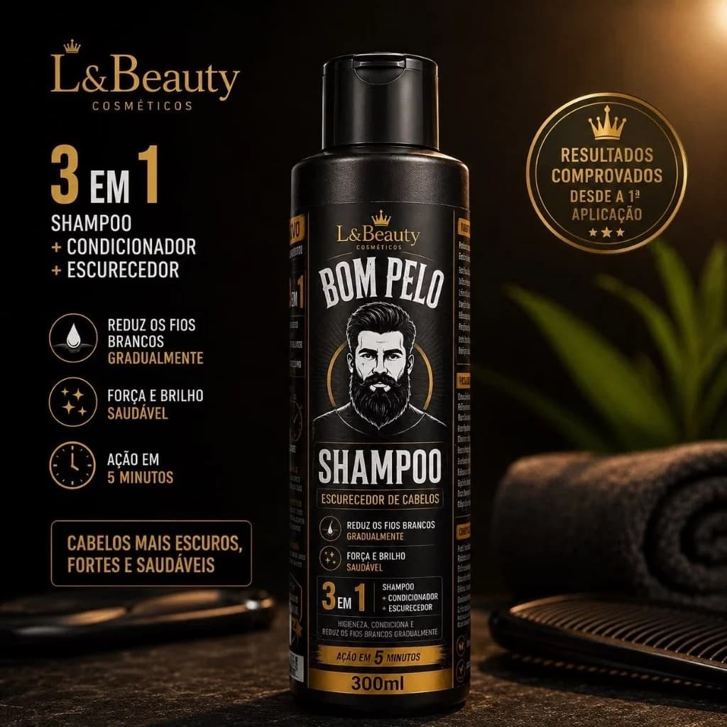 Shampoo Escurecedor Cabelo e Barba Bom Pelo 250ml para Grisalhos