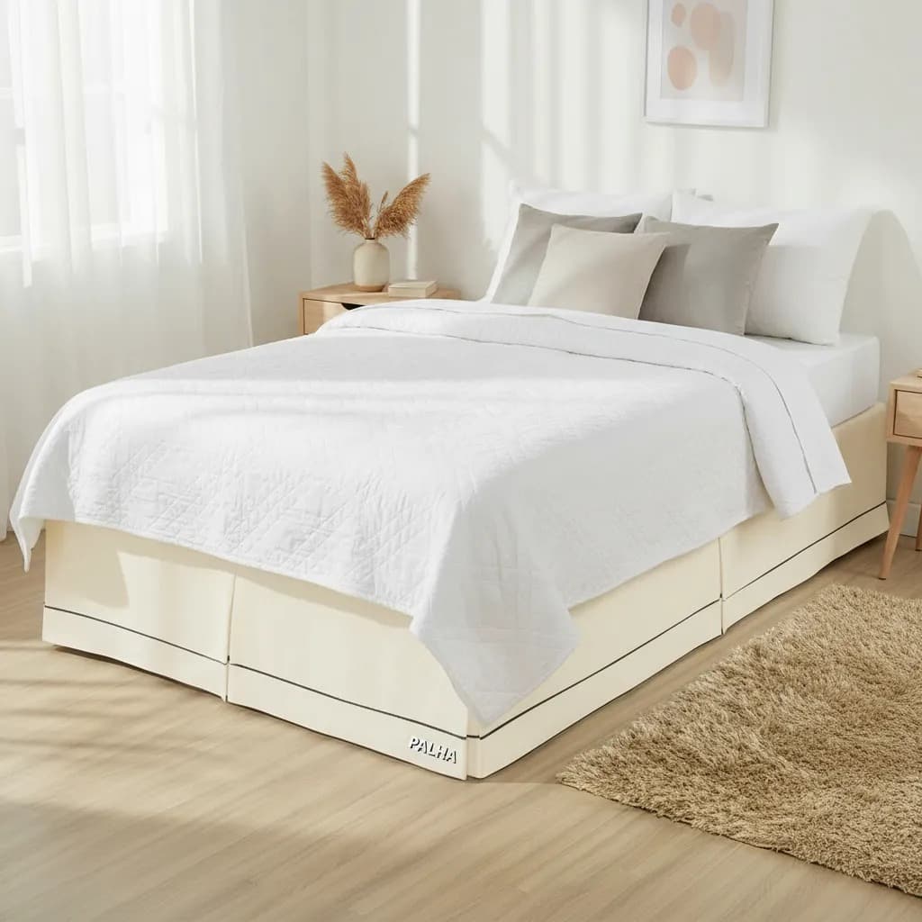 Saia para Cama Box com Tampão | Ponto Palito Percal 180 Fios | Alta Qualidade Premium | Tamanhos