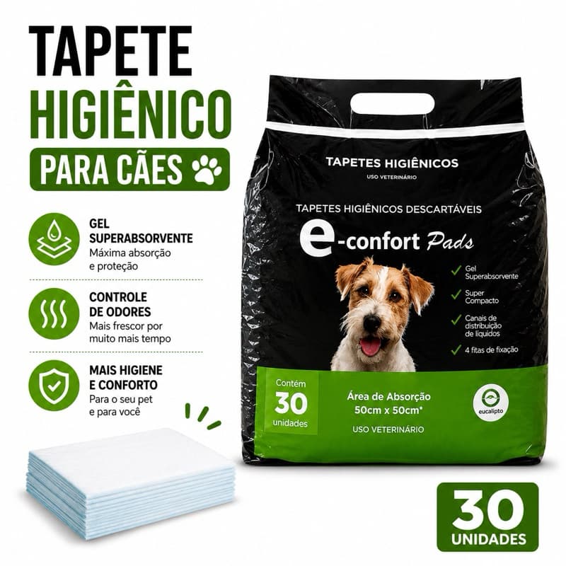 Tapete Higiênico 30un 60x60cm Super Absorvente Antivazamento para Cães Alta Qualidade