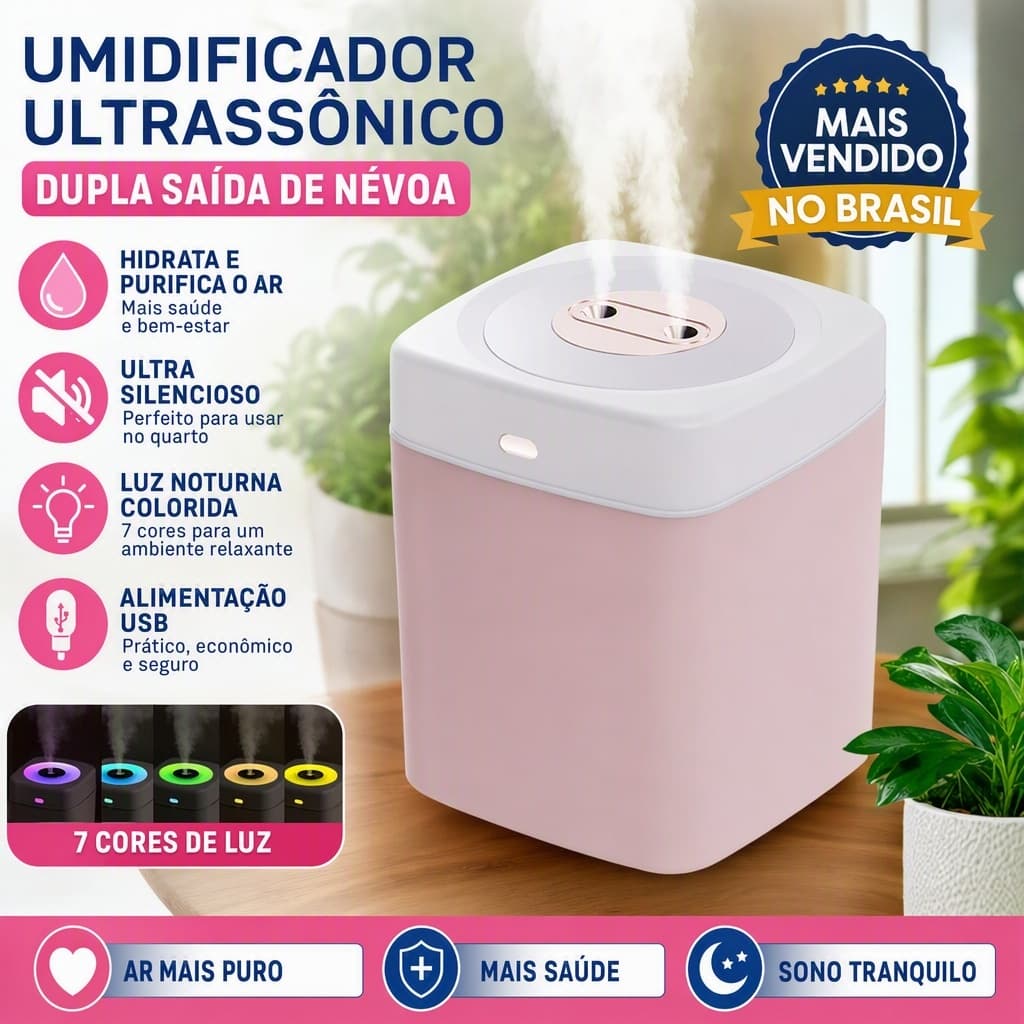 Umidificador De Ar E Aromatizador Grande 3 Litros Bicos Dupla Difusor Aromatizador De Ambiente Purificador De Ar