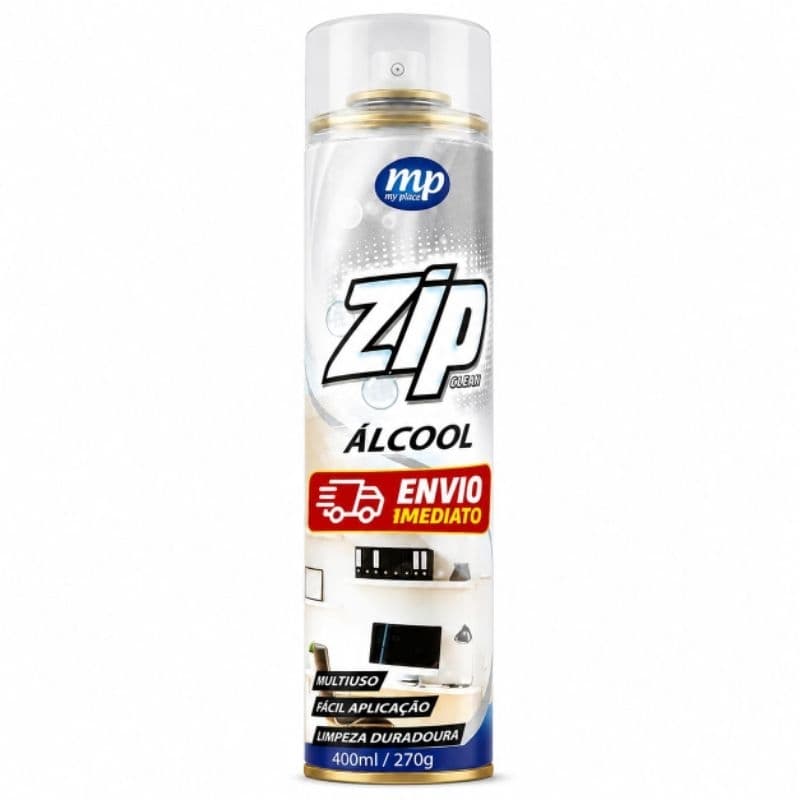 Kit  com 1/2 Zip Álcool Multiuso 400ml Limpeza Prática e Eficiente