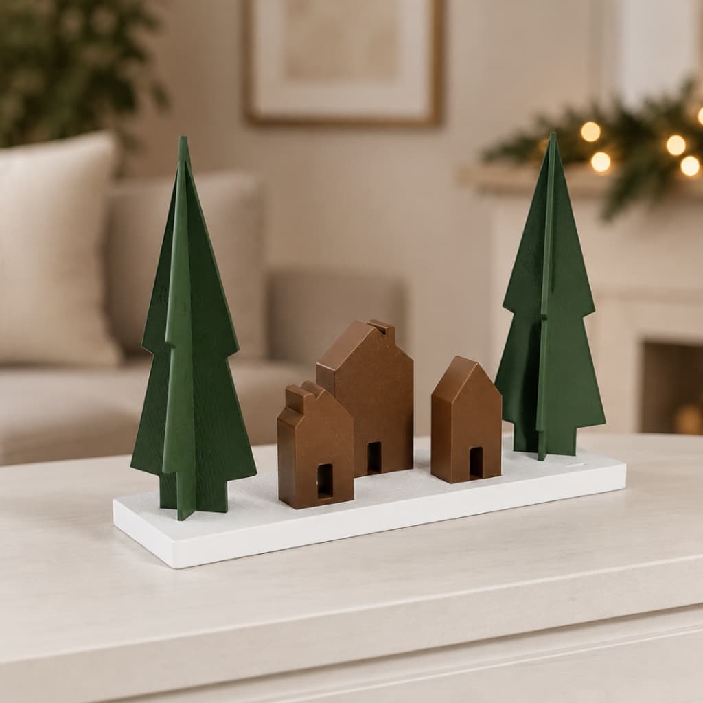 Vila Natalina Minimalista | Decoração Enfeites de Natal 9 Peças