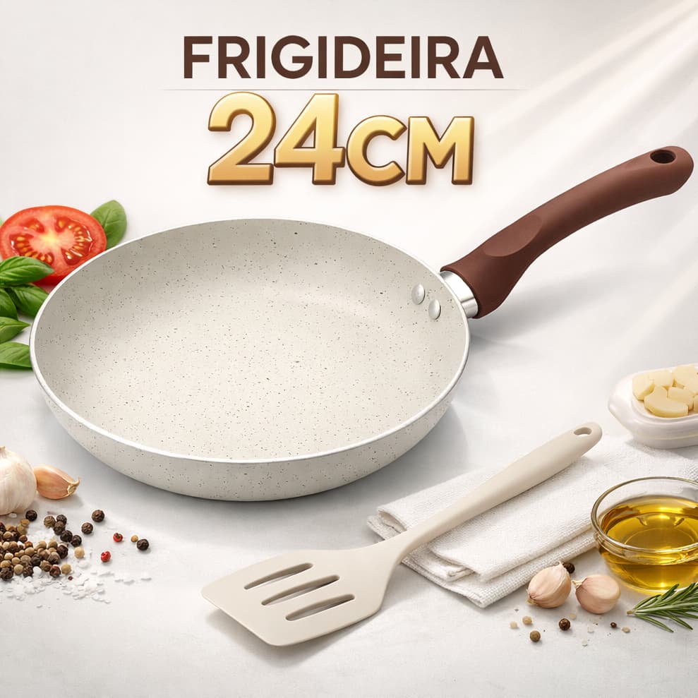 Frigideira Antiaderente Revestimento Nanocerâmico Fogão Indução Gás 20cm 24cm