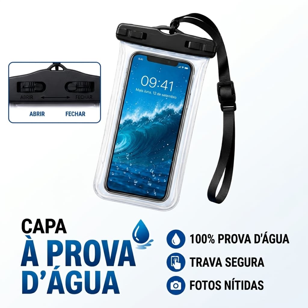 Capa Celular Bolsa Case A Prova D'água Transparente Cor Universal Praia Piscina Viajar Promoção