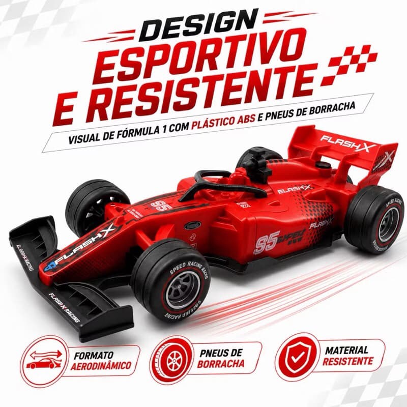 Brinquedo Menino Carrinho de Controle Remoto Recarregável Formula 1 Solta Fumaça Controle