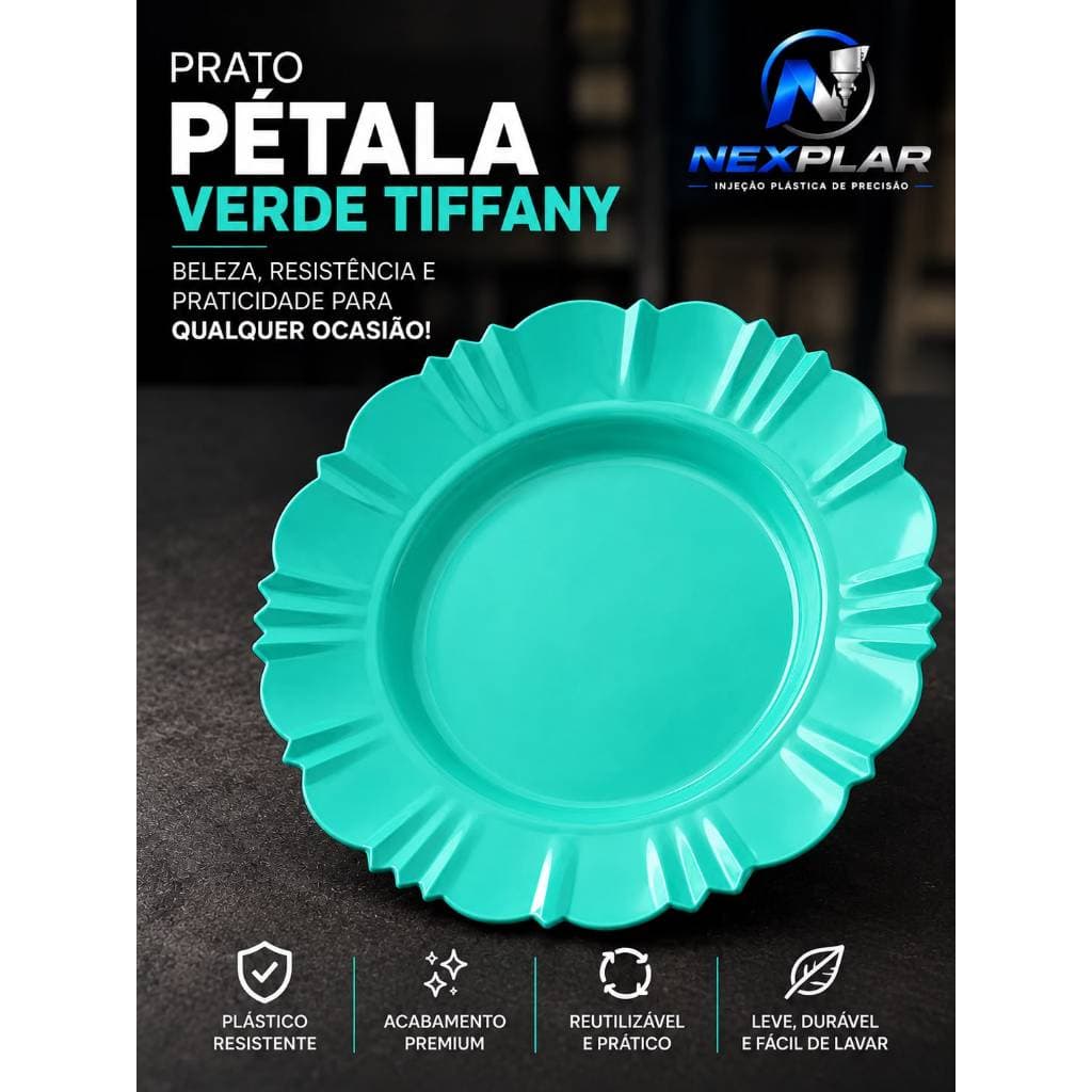 KIT 10/20/30/50 PRATO PLÁSTICO VERDE TIFFANY VERDE ÁGUA REUTILIZÁVEL ANIVERSÁRIOS BUFFET CHÁ DE BEBE JANTAR CHURRASCO CO