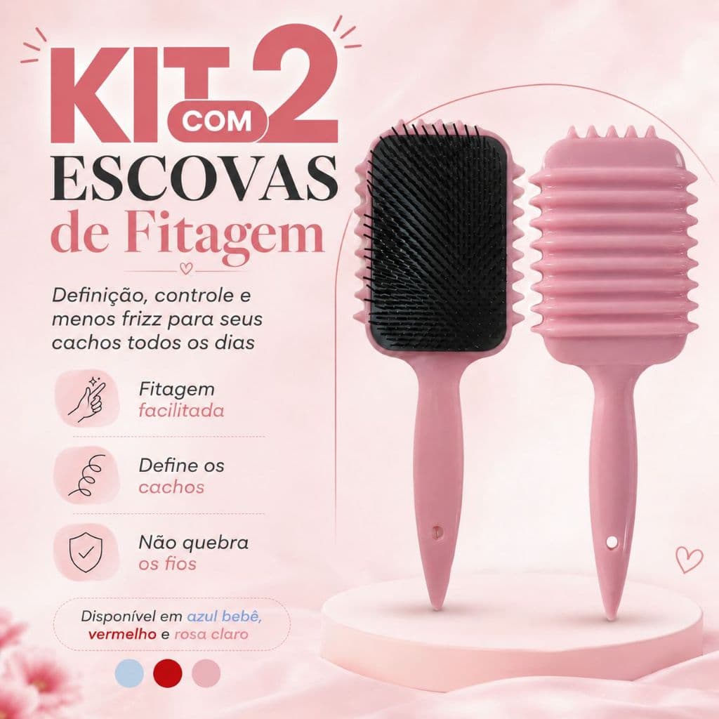 Kit 2 Escovas de Fitagem para Cachos Cacheados e Crespos