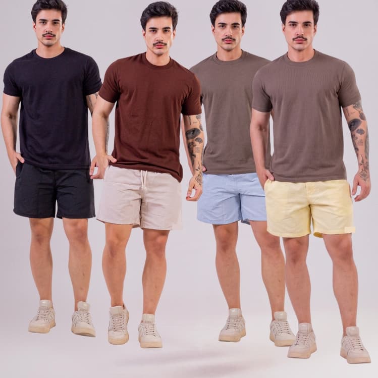Kit de 3 Bermudas Linho Masculino Mauricinho De Alta Qualidade Bermuda de Linho Com Cordão Academia