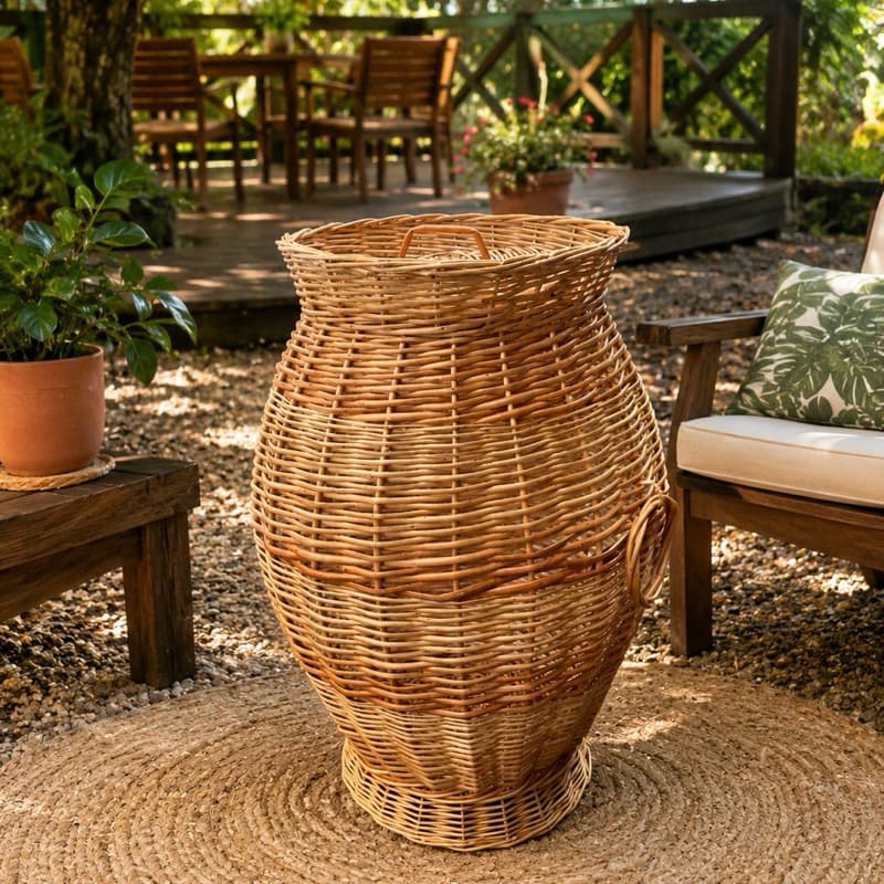 Cesto barrica de Vime Natural (Roupas / Mantas / Decoração)