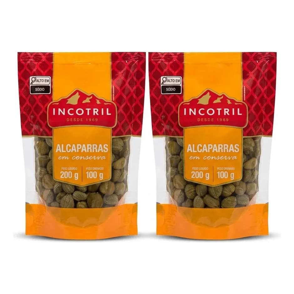 Kit 2 Pacotes Sache Alcaparras Conserva Incotril 400g Total