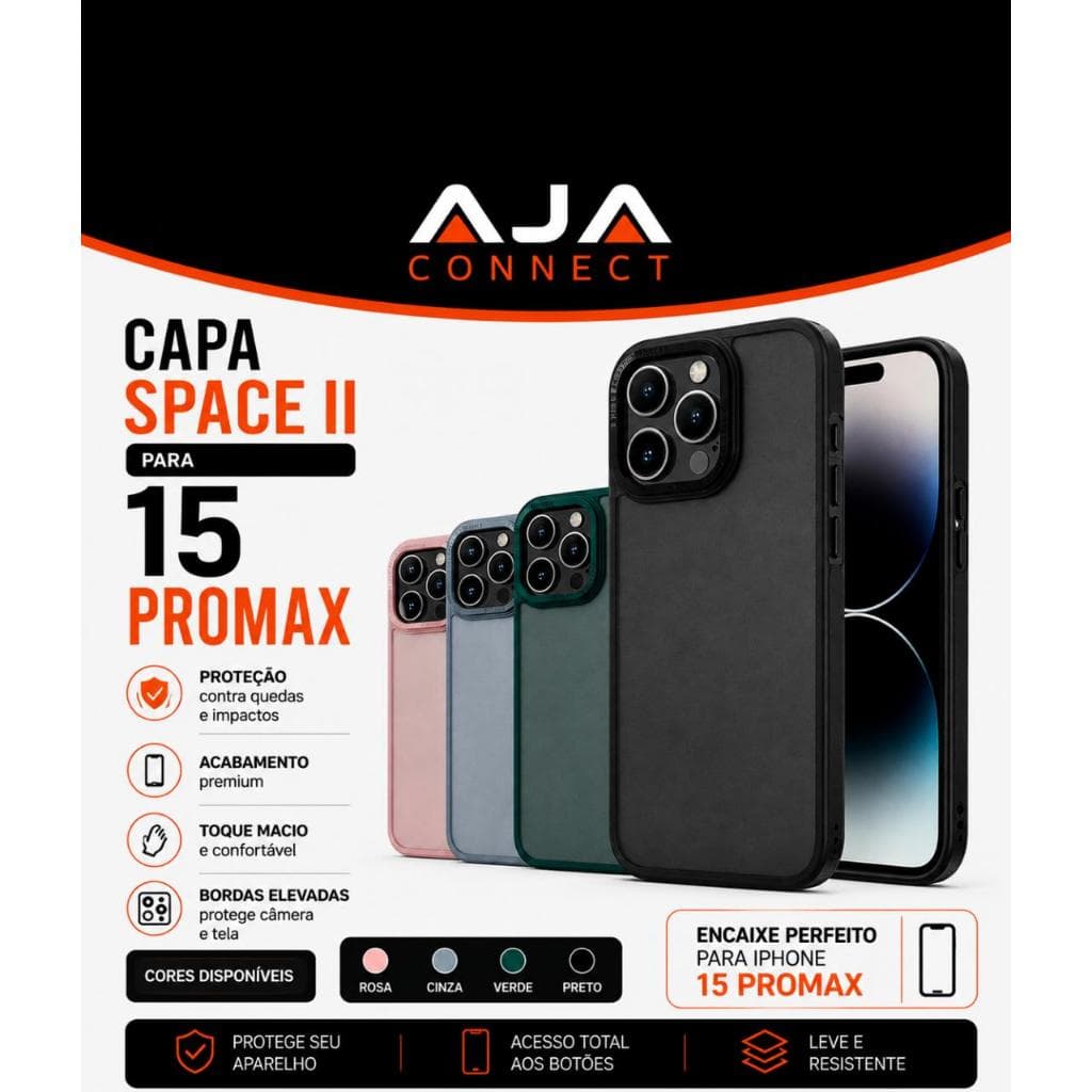 Capa Space II para iPhone 15 Pro Max + Película 3D Grátis