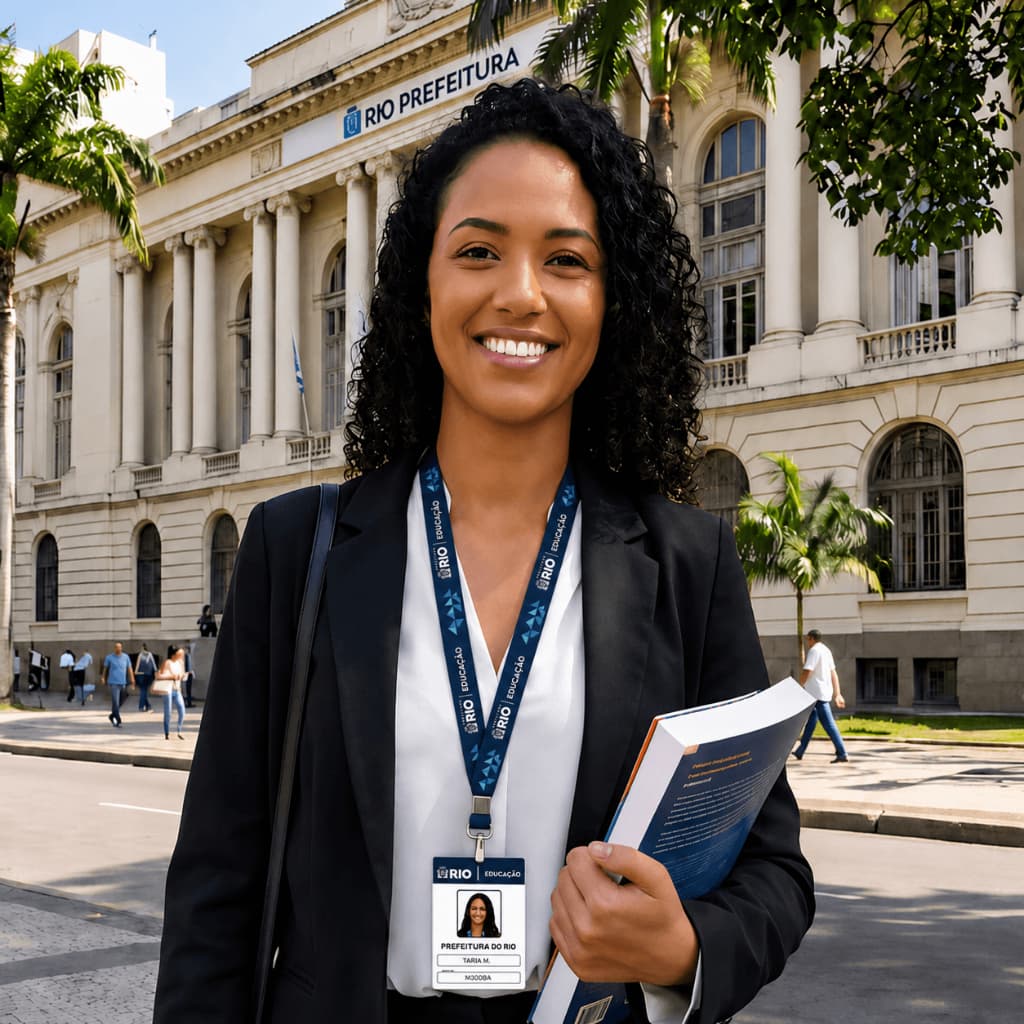 Crachá e Cordão Prefeitura Rio Educação Personalizado - Porta Crachá Azul ou Transparente