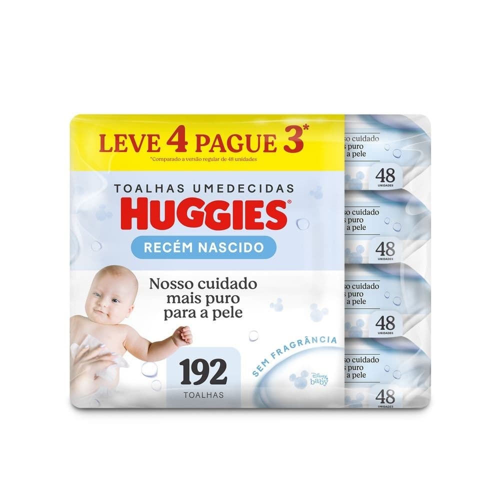Lenços Umedecidos Huggies Recém-Nascido Leve 4 Pague 3