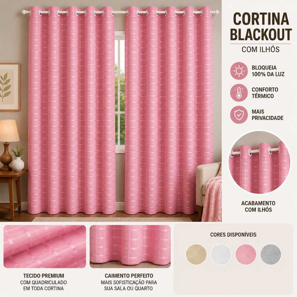 Cortina Blackout PVC Voil Xadrez  janela Proteção contra Luz e Mais Privacidade para o Ambiente