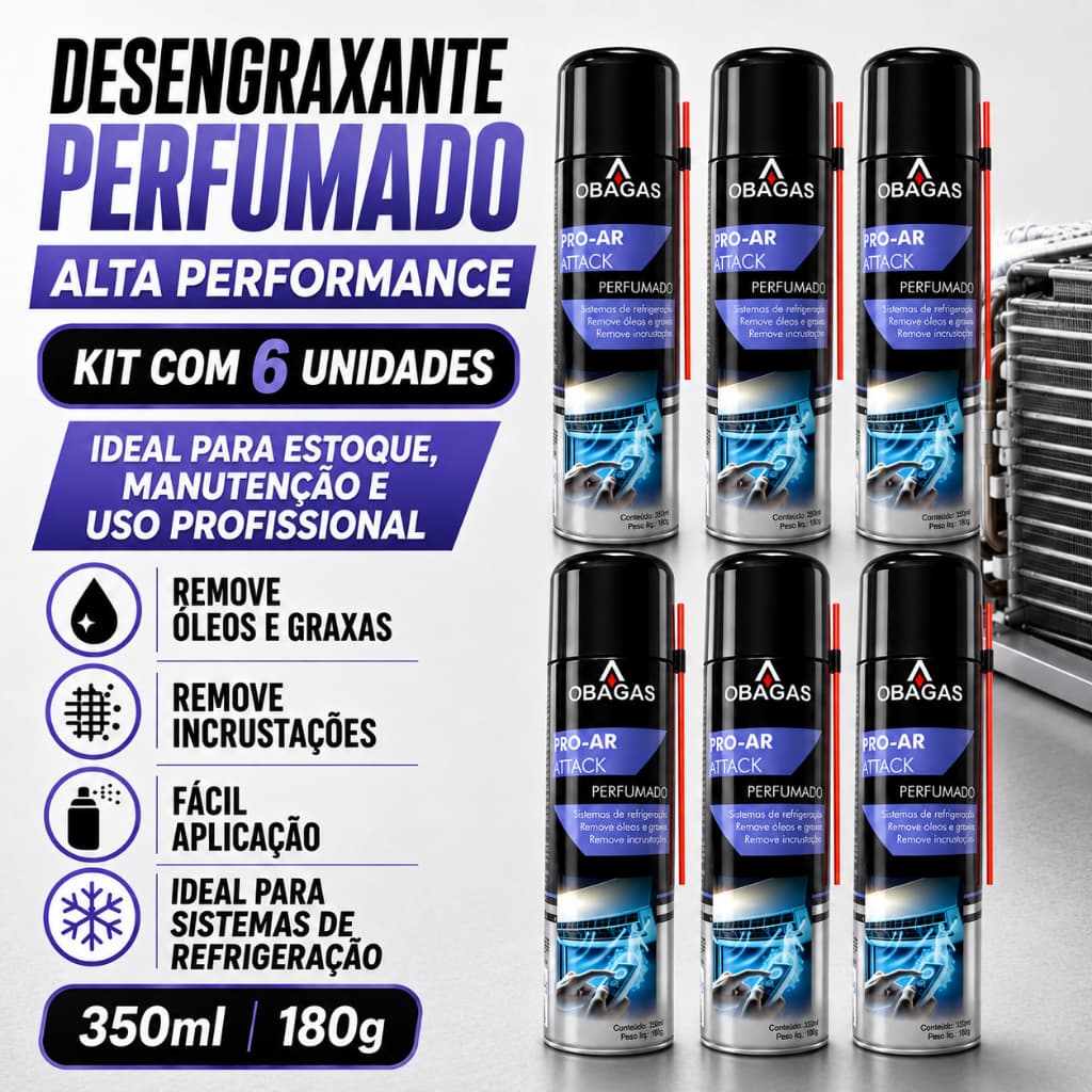 KIT 6 Desengraxante Perfumado Aromatizante Veicular e Ar Condicionado