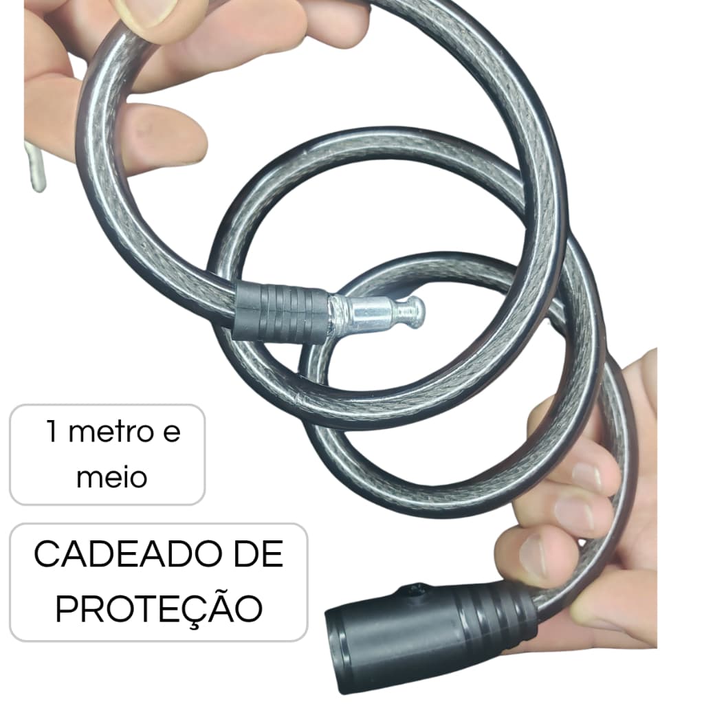 Cadeado moto com 1 Metro e Meio de comprimento Aço Reforçado com 2 Chaves 12mm de grossura Trava Bike bicicleta