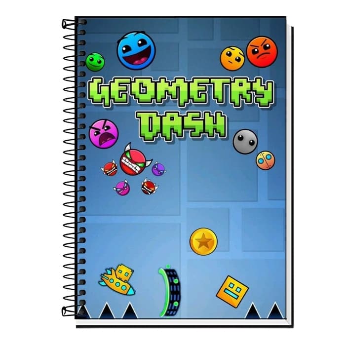 Caderno Geometry Dash | Caderno de 1 a 20 Matérias | Caderno Universitário | Material Escolar | Gamer
