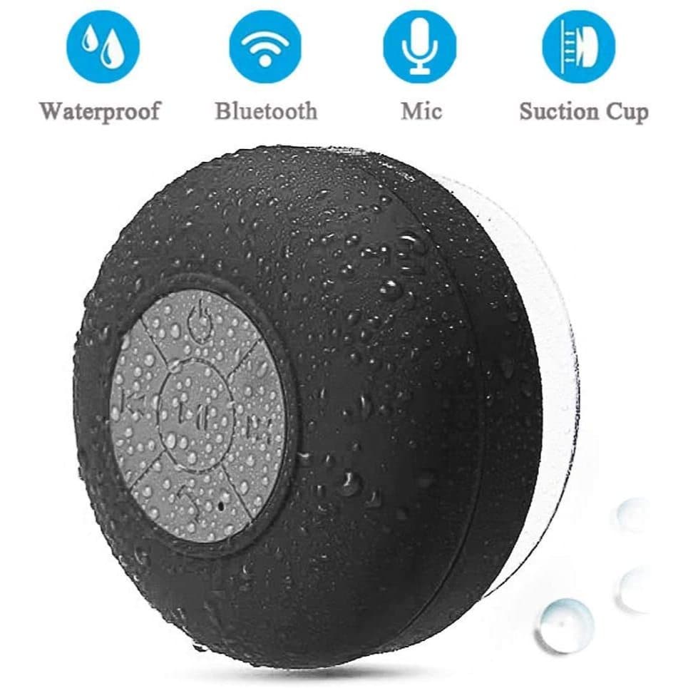 Caixa de Som Bluetooth com Ventosa para Fixação em Superfícies Banhwiro a prova D´água