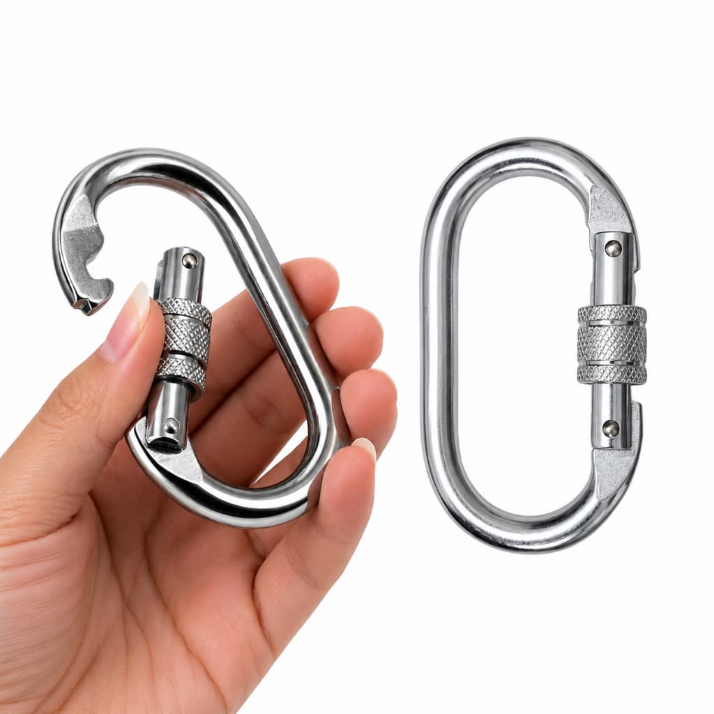 kit 1/2/3/4 Mosquetão Aço Oval 25kN Trava Dupla Rosca para Trabalho em Altura equipamentos de segurança