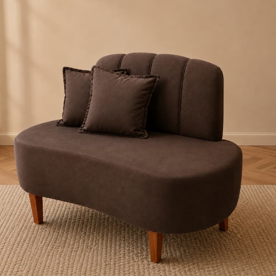 Namoradeira Orgânica Feijão Moderna Luxo Para Recepção - Estrutura De Madeira - Despacho Imediato