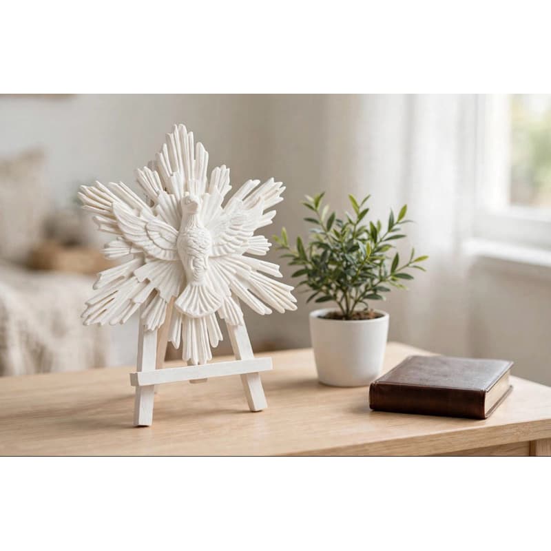 Divino Espirito Santo Branco - Decoracao Catolica - 15 cm de altura