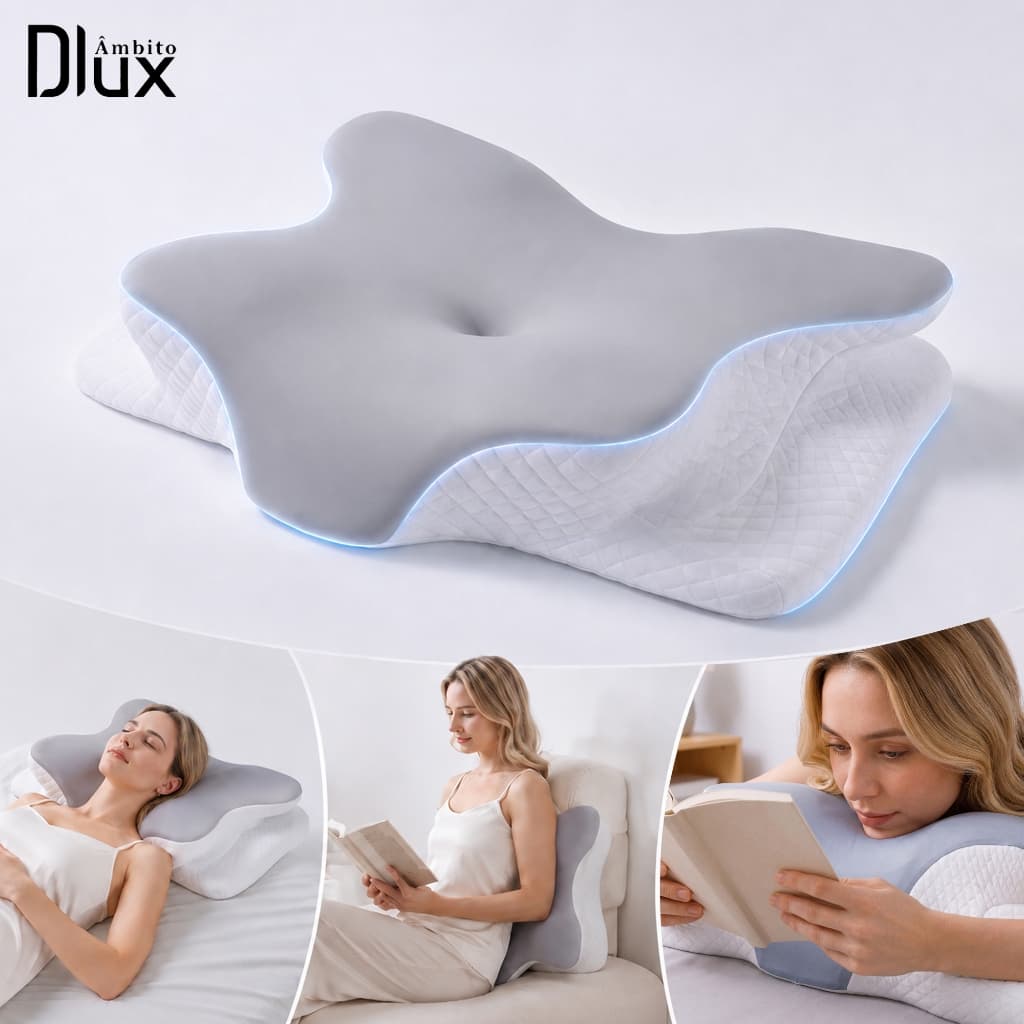 Ambito Dlux KIT 2 Travesseiro Cervical Ortopédico Borboleta Espuma de Memória, Ergonômico, Fronha Lavável