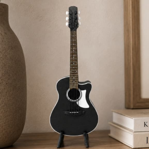 Mini Violão Com Suporte Miniatura Decorativa Enfeite De Mesa Para Músicos Coleção Presente Criativo Violãozinho Coleção
