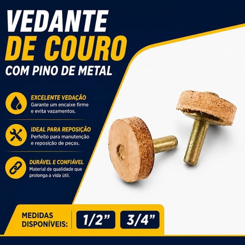 Kit 25 Vedante Couro Pino Metal 1/2 - 3/4 Borracha Courinho Vazamento Torneira Registro Reparo Vedação Reposição