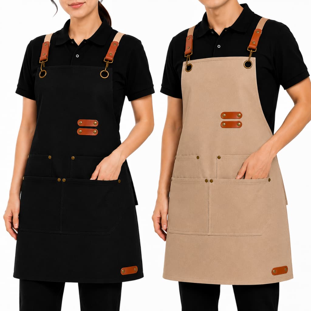Avental Unissex Cozinha Profissional Impermeável Lona Canvas 4 Bolsos Ajustável Churrasco Evento