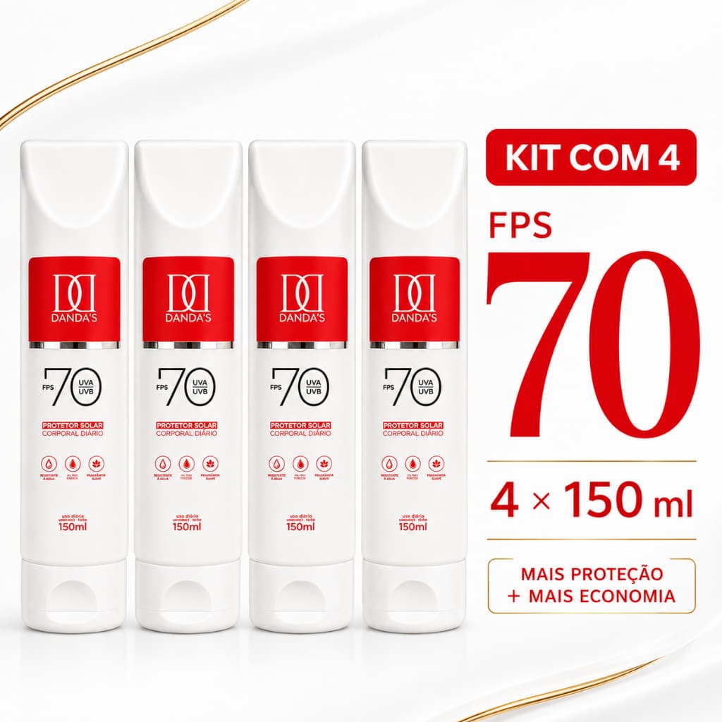 Kit 4 Protetor Solar 70 FPS  Dandas - CRIANÇAS E ADULTOS - Toque Seco - NÃO ARDE OS OLHOS