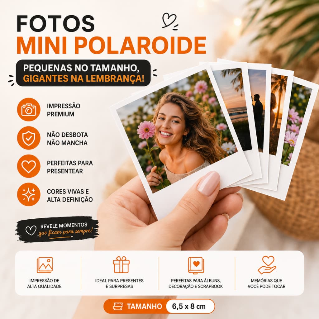 Revelação de Fotos Mini Polaroide Papel de Alta Qualidade Glossy Premium - até 90 fotos